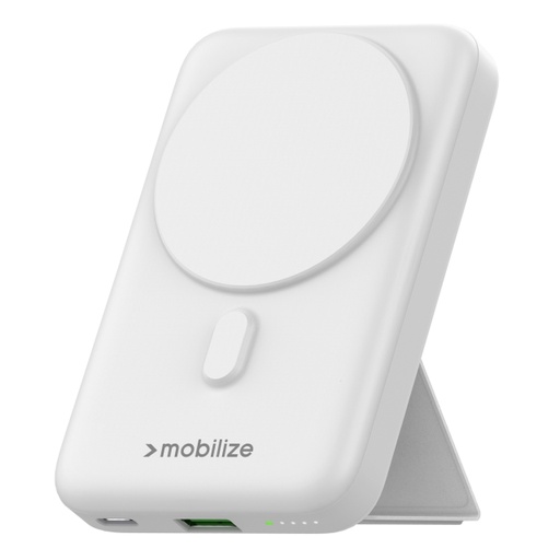 [MOB-PB-015] Mobilize Magnetic Wireless Magsafe Compatible PD Stand Power Bank 10000mAh 15W White