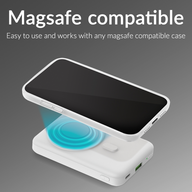 Mobilize Magnetic Wireless Magsafe Compatible PD Stand Power Bank 10000mAh 15W White