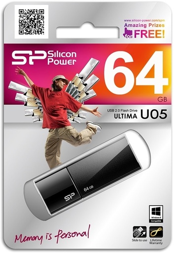 [SP064GBUF2U05V1K] Silicon Power U05 Ultima USB Pendrive 64GB USB 2.0 Black
